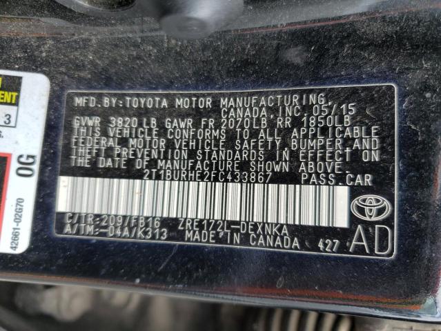 2015 TOYOTA COROLLA L - 2T1BURHE2FC433867