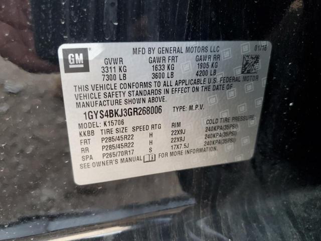 2016 CADILLAC ESCALADE L 1GYS4BKJ3GR268006