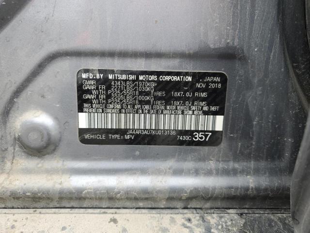2019 MITSUBISHI OUTLANDER JA4AR3AU7KU013136