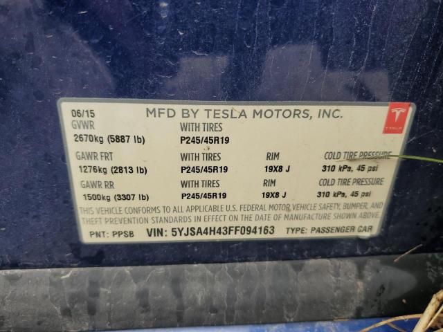 2015 TESLA MODEL S P8 5YJSA4H43FF094163