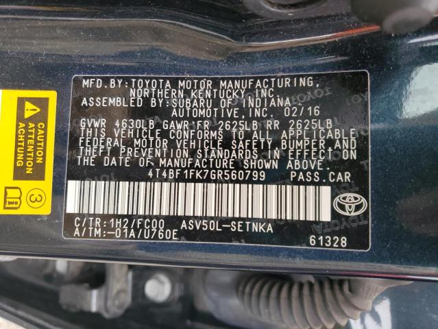 2016 TOYOTA CAMRY LE - 4T4BF1FK7GR560799