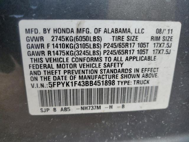 2011 HONDA RIDGELINE #3301318393