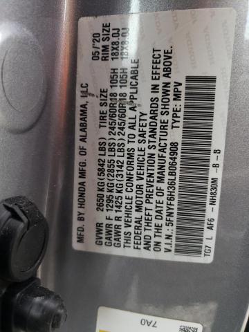2020 HONDA PILOT EX 5FNYF6H36LB064908