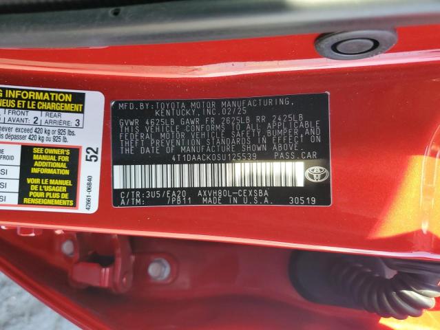 2025 TOYOTA CAMRY 4T1DAACK0SU125539
