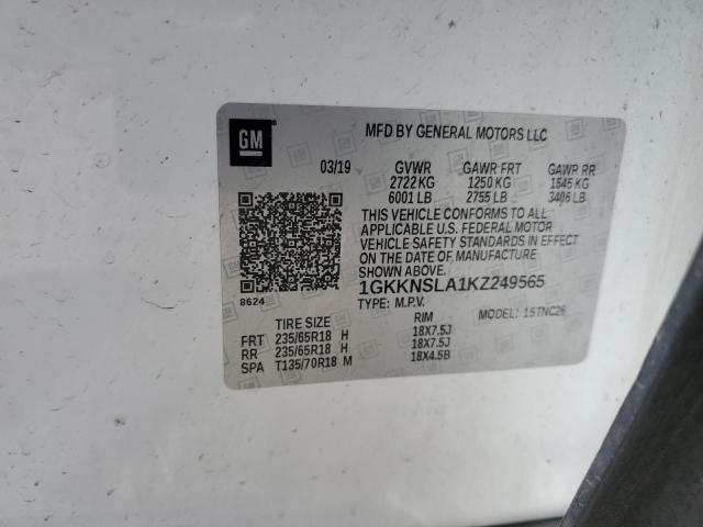 2019 GMC ACADIA SLE 1GKKNSLA1KZ249565