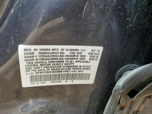 2016 HONDA PILOT EX 5FNYF6H38GB061952