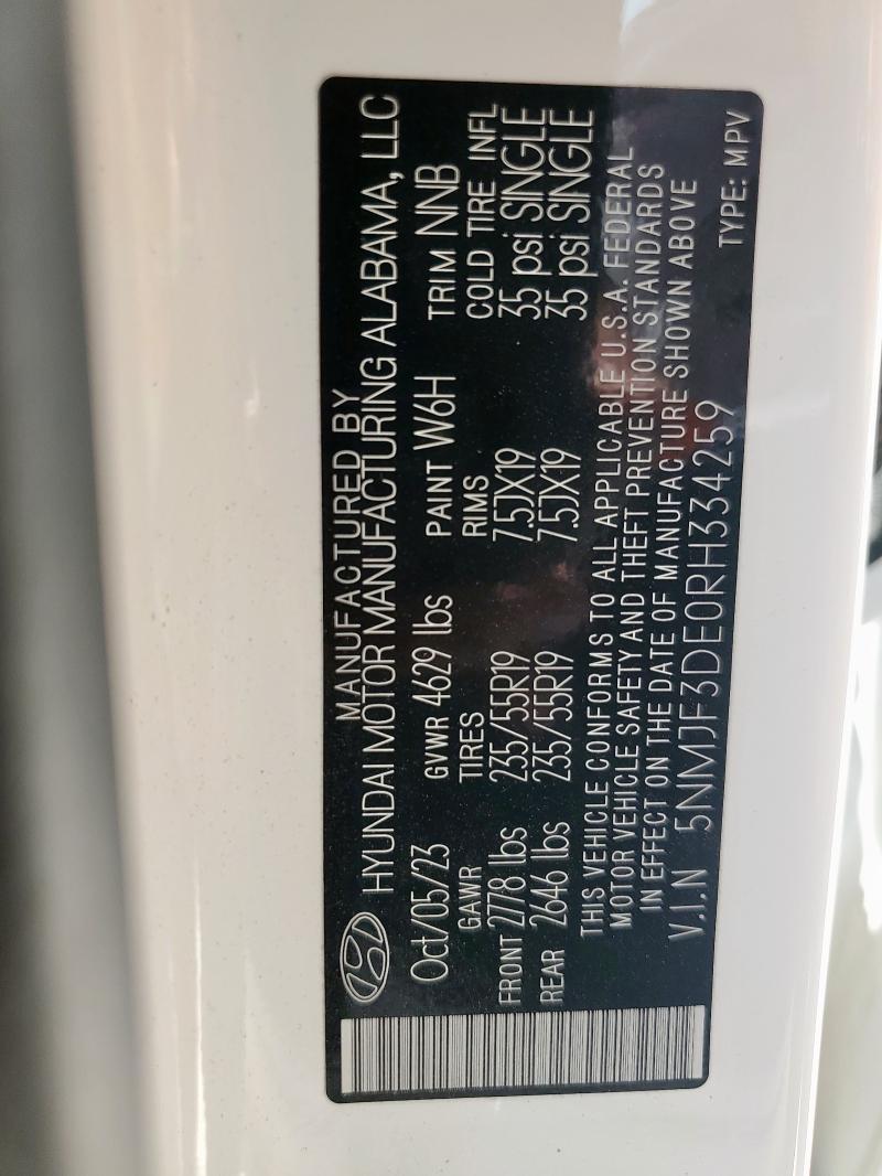 2024 HYUNDAI TUCSON SEL 5NMJF3DE0RH334259