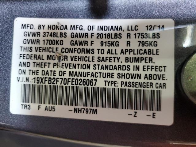 2015 HONDA CIVIC SE 19XFB2F70FE026067