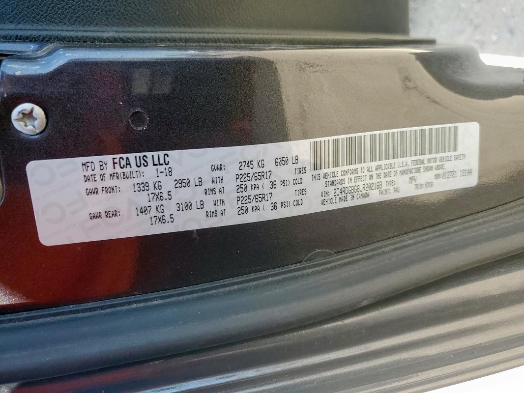 2018 DODGE GRAND CARA 2C4RDGBG8JR202168