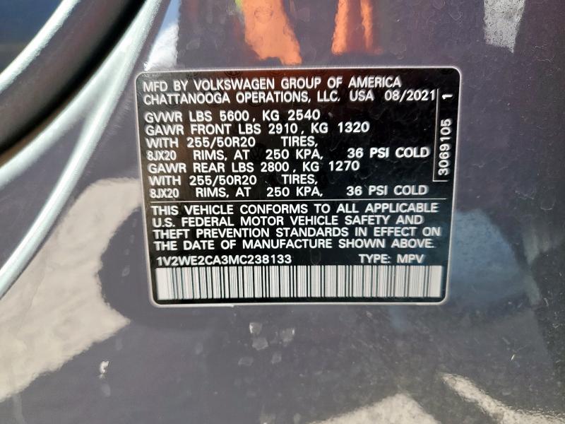 2021 VOLKSWAGEN ATLAS CROS - 1V2WE2CA3MC238133