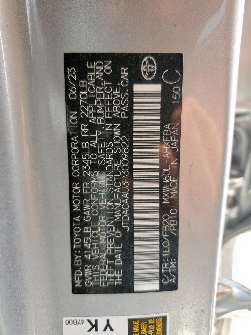 2023 TOYOTA PRIUS LE JTDACAAU3P3009822