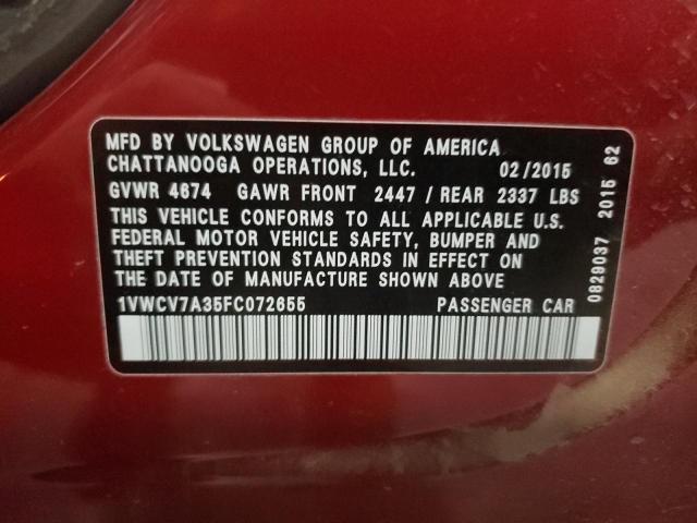 2015 VOLKSWAGEN PASSAT SEL - 1VWCV7A35FC072655