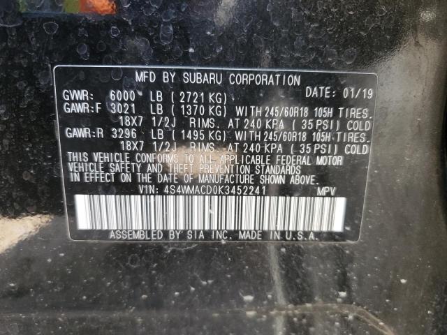 2019 SUBARU ASCENT PRE 4S4WMACD0K3452241