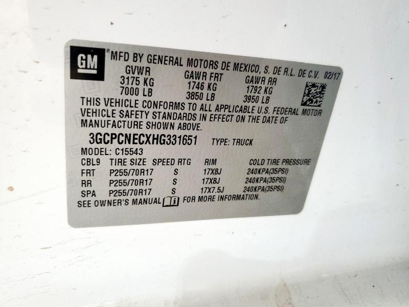 2017 CHEVROLET SILVERADO - 3GCPCNECXHG331651