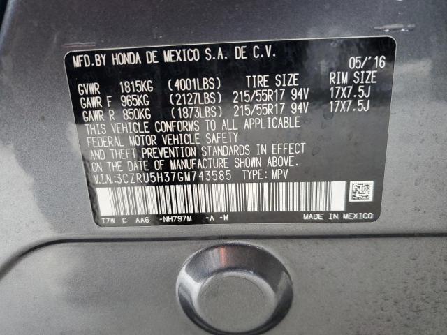 2016 HONDA HR-V LX - 3CZRU5H37GM743585