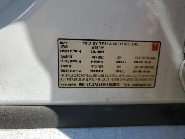 2017 TESLA MODEL S 5YJSA1E19HF183845