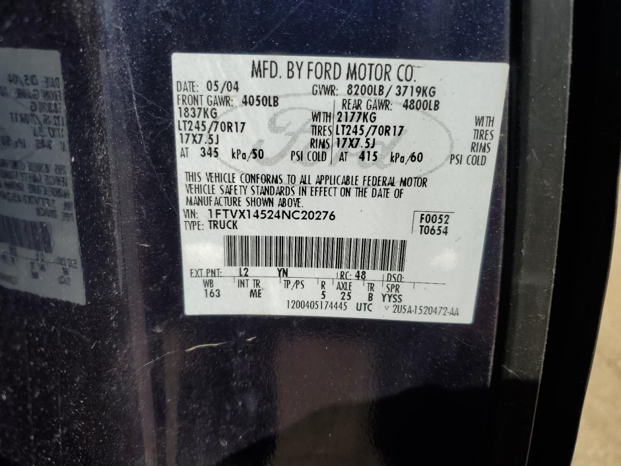 Lot #3285550291 2004 FORD F150