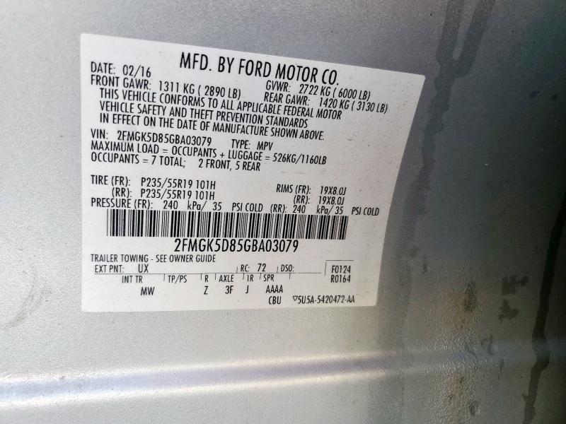 2016 FORD FLEX LIMIT 2FMGK5D85GBA03079