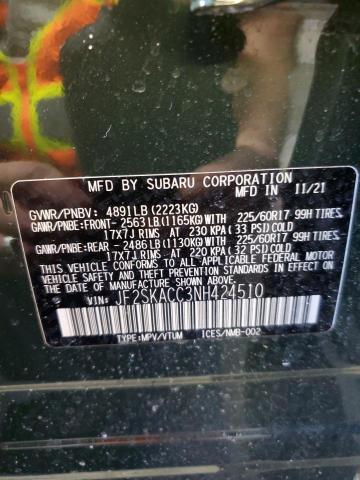 2022 SUBARU FORESTER JF2SKACC3NH424510