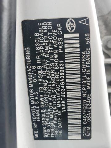 2016 TOYOTA YARIS L VNKKTUD34GA060631