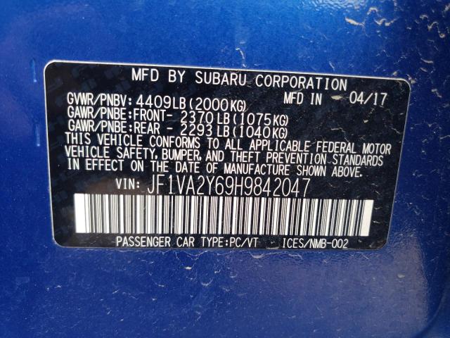 2017 SUBARU WRX STI LI JF1VA2Y69H9842047