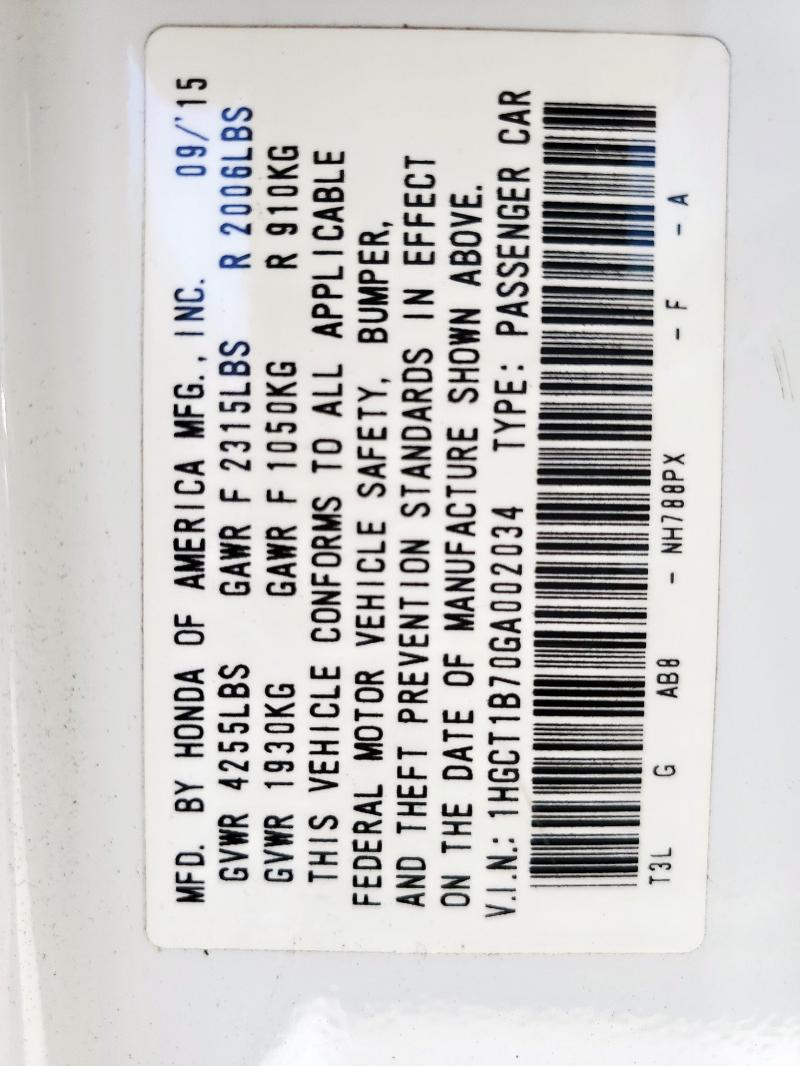 2016 HONDA ACCORD EX - 1HGCT1B70GA002034
