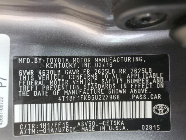 2016 TOYOTA CAMRY LE - 4T1BF1FK9GU227868