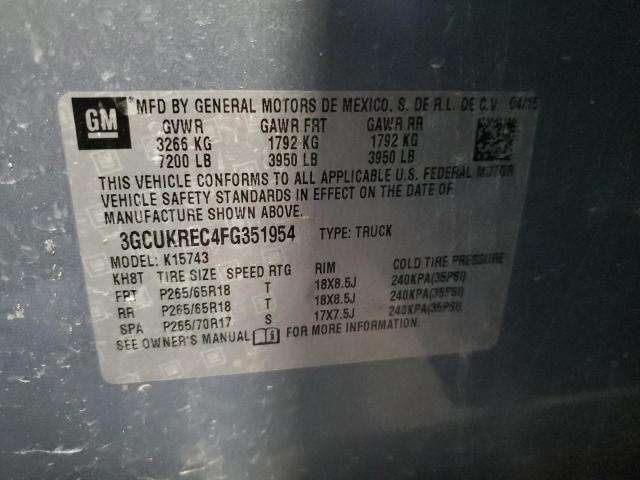 2015 CHEVROLET SILVERADO - 3GCUKREC4FG351954