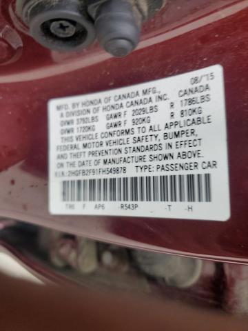 2015 HONDA CIVIC EXL 2HGFB2F91FH549878