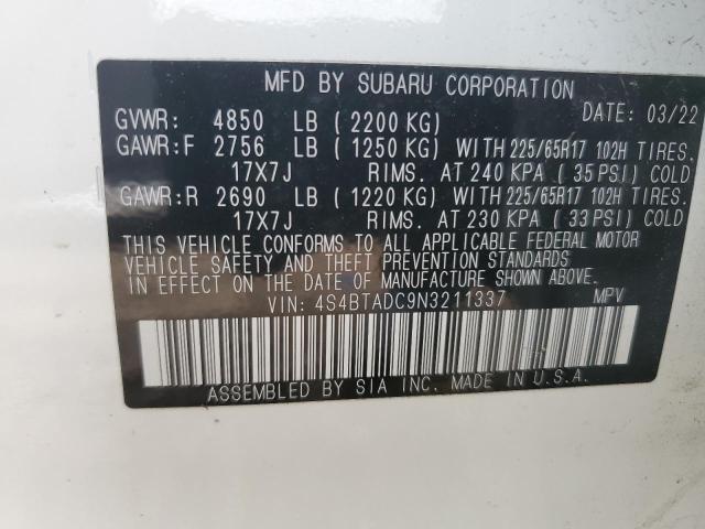 2022 SUBARU OUTBACK PR 4S4BTADC9N3211337