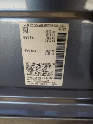 2019 NISSAN LEAF S PLU 1N4BZ1CP4KC316361