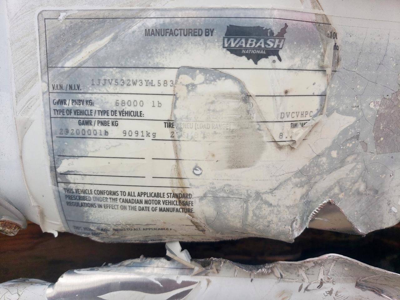 Lot #3188431635 2000 WABASH SEMITAILER