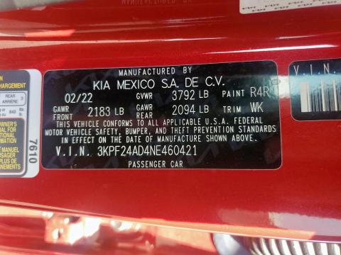 2022 KIA FORTE FE - 3KPF24AD4NE460421