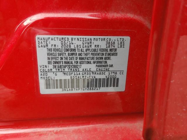 2016 NISSAN SENTRA S - 3N1AB7AP7GY288217