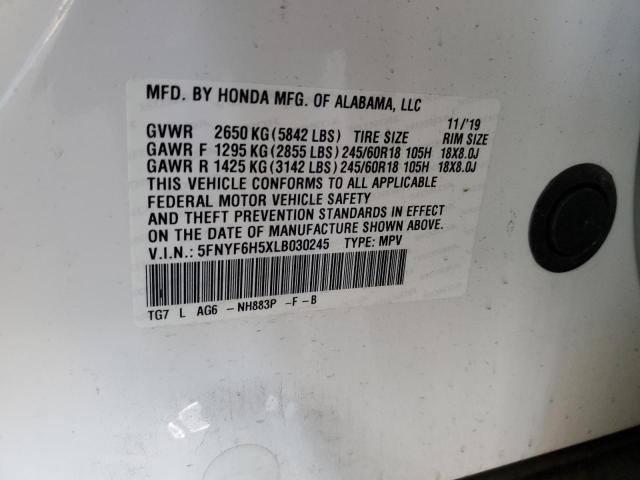 2020 HONDA PILOT EXL - 5FNYF6H5XLB030245