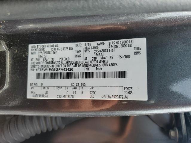 2016 FORD F150 SUPER 1FTEW1EG6GFA43426