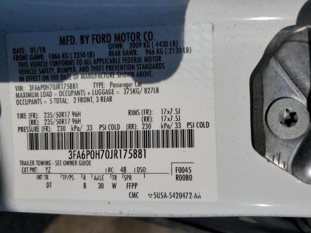 2018 FORD FUSION SE - 3FA6P0H70JR175881