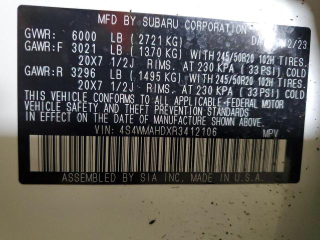 2024 SUBARU ASCENT ONY 4S4WMAHDXR3412106