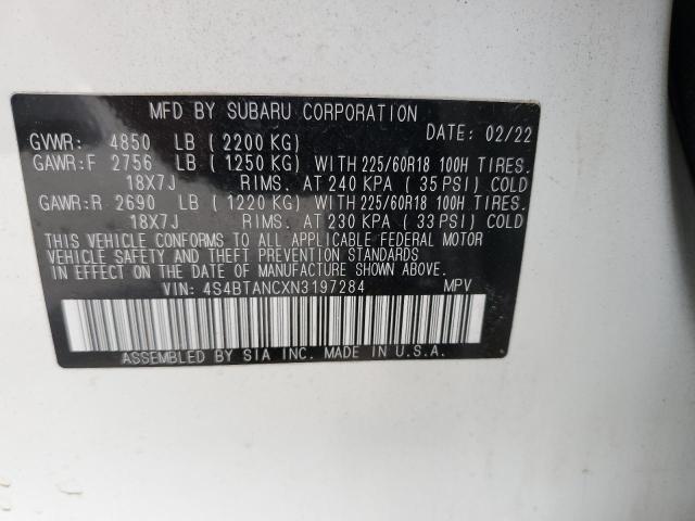 2022 SUBARU OUTBACK LI 4S4BTANCXN3197284