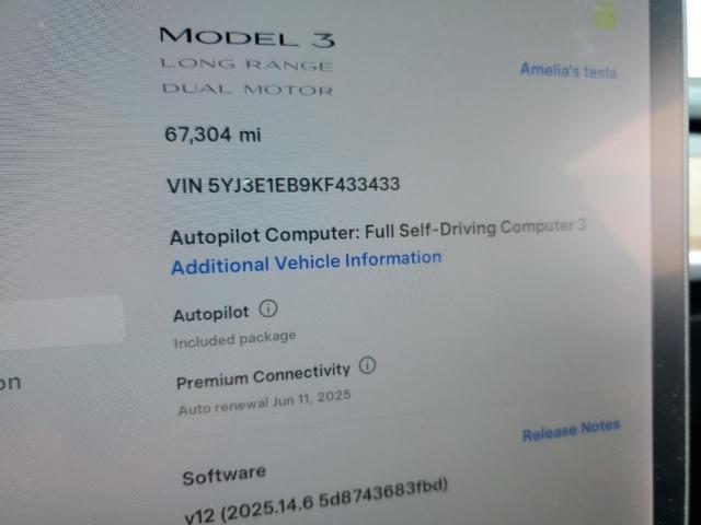 2019 TESLA MODEL 3 - 5YJ3E1EB9KF433433