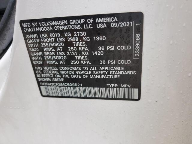 2021 VOLKSWAGEN ATLAS SE - 1V2RR2CA3MC609521
