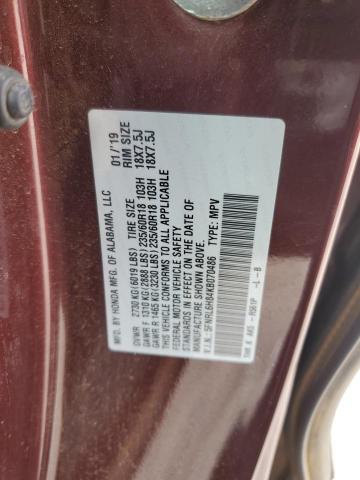 2019 HONDA ODYSSEY TO - 5FNRL6H84KB070486