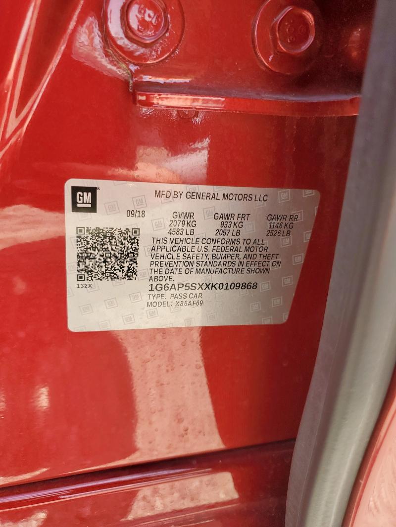 2019 CADILLAC CTS - 1G6AP5SXXK0109868