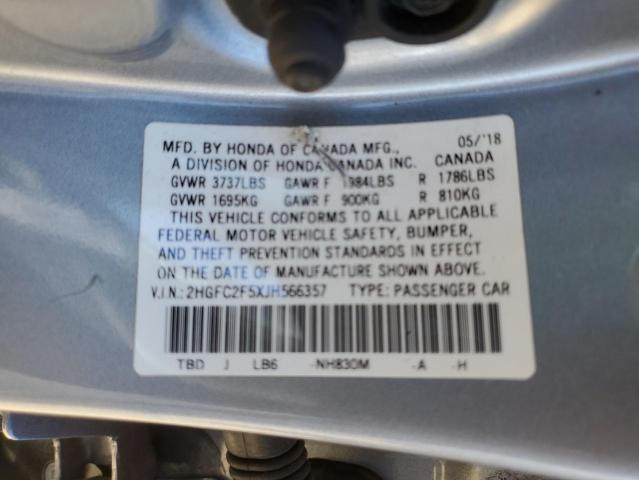 2018 HONDA CIVIC LX - 2HGFC2F5XJH566357