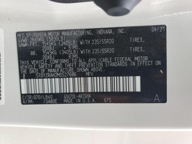 2021 TOYOTA HIGHLANDER 5TDYZRAH2MS527686