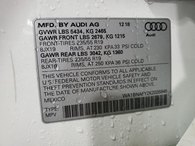 2019 AUDI Q5 PREMIUM - WA1BNAFY2K2035945