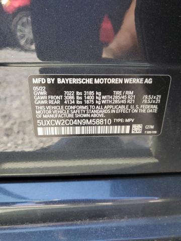 2022 BMW X7 XDRIVE4 - 5UXCW2C04N9M58810