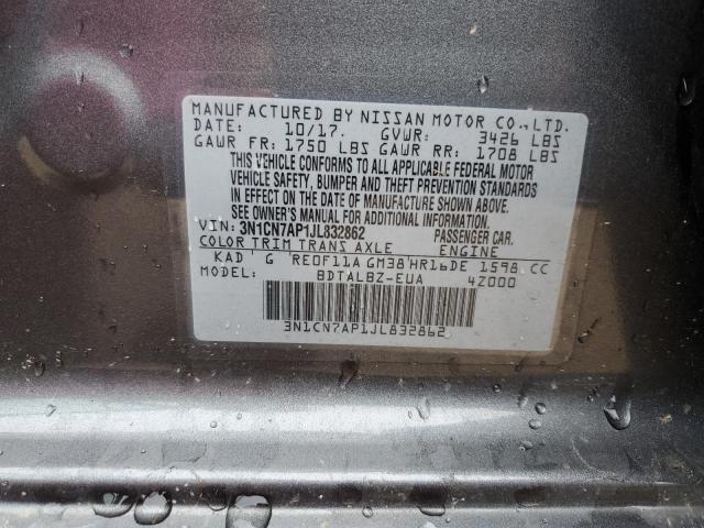 2018 NISSAN VERSA S - 3N1CN7AP1JL832862