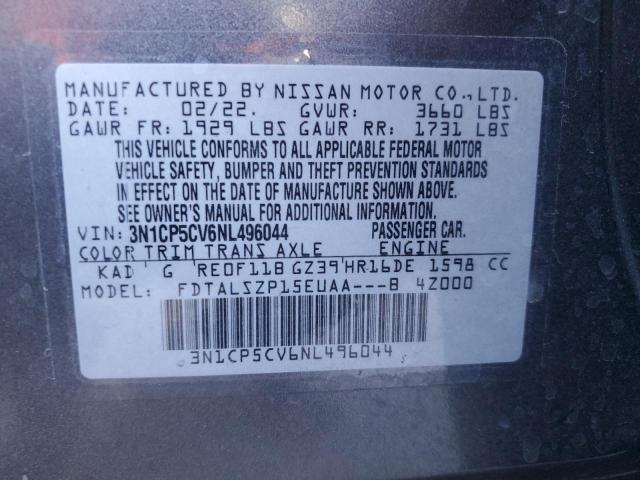 2022 NISSAN KICKS SV 3N1CP5CV6NL496044