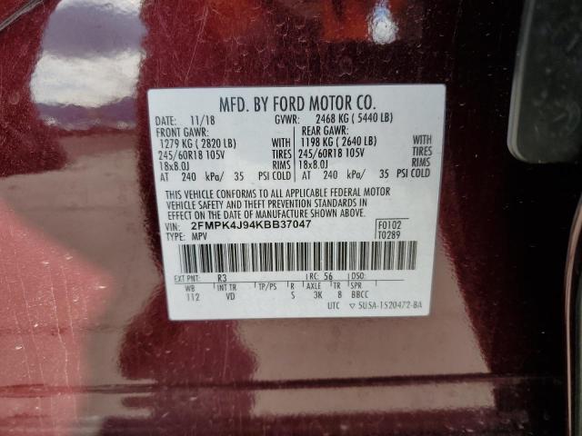 2019 FORD 110S 2FMPK4J94KBB37047